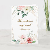 Carte Psaume 23:3 Il rétablit mon âme Bible Verse & Rose (Devant)