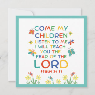 Carte Psaume 34:11 joli verset biblique pour les enfants