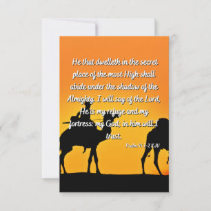 Carte Psaume 91:1-2 KJV Bible Verse Plat Greeting Card