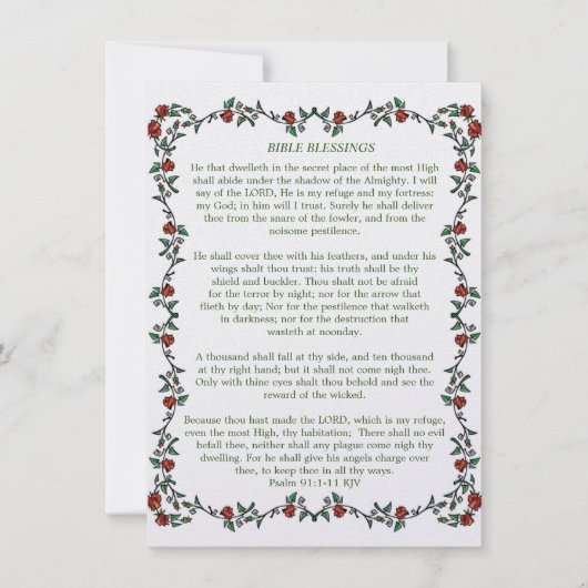 Carte Psaume 91 Bible Bénédictions (Devant)