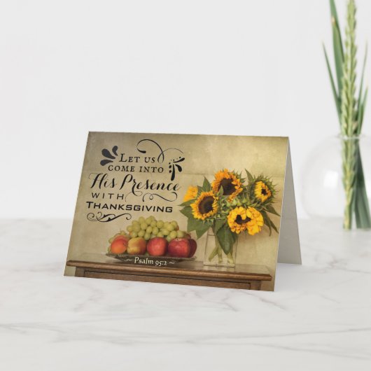 Carte Psaume 95:2 En sa présence avec Thanksgiving (Devant)