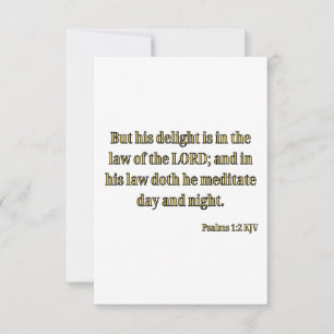 Carte Psaumes 1:2 KJV Bible Verse Plat Grey Card