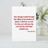 Carte Psaumes 23:4 Bible Verse Écriture Flat Salutation (Debout devant)