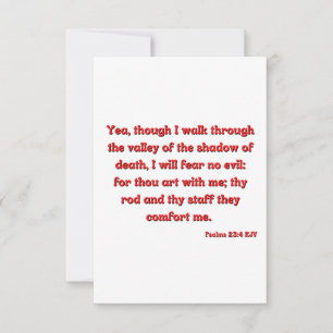 Carte Psaumes 23:4 Bible Verse Écriture Flat Salutation