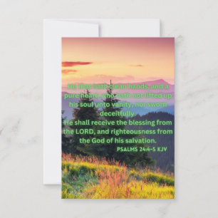 Carte Psaumes 24:4-5 KJV Bible Verse Pic Flat Salutation