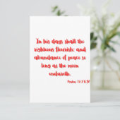 Carte Psaumes 72:7 KJV Bible Verse Plat Greeting Card (Debout devant)