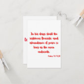 Carte Psaumes 72:7 KJV Bible Verse Plat Greeting Card (Devant/Arrière en situation)