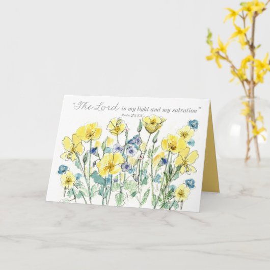 Carte Psaumes d'anniversaire de baptême Écriture Fleurs (Fleur jaune)