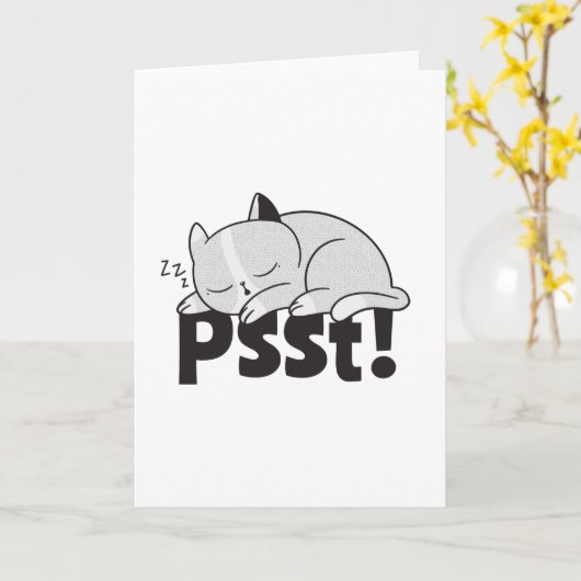 Carte Psst Lazy chat dort (Fleur jaune)
