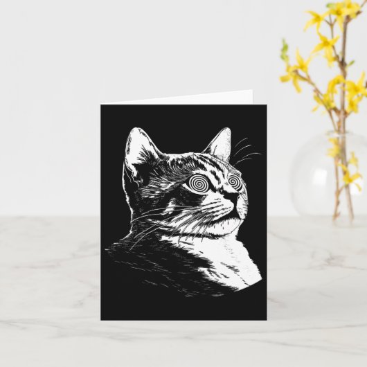 Carte Psychedelic Cat Festival Edm Trippy Illusion Kitty (Fleur jaune)