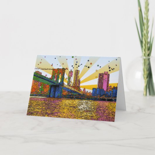 Carte Psychedelic New York City : Brooklyn Bridge, WTC # (Devant)