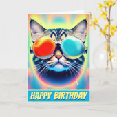 Carte Psychédélique folle Psychonaut Kitty Cat (Fleur jaune)