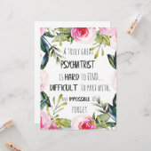 Carte Psychiatre Merci citation Idée cadeau (Devant/Arrière en situation)