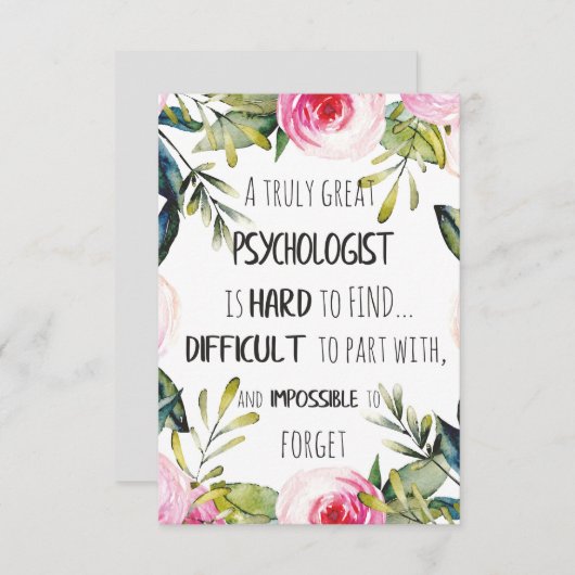 Carte Psychologue Appréciation Merci Adieu Cadeau (Devant / Derrière)