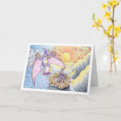 Carte Ptérodactyle d'anniversaire (Fleur jaune)