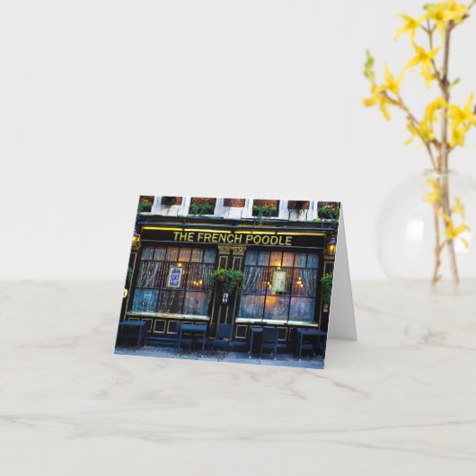 Carte Pub de caniche français (Fleur jaune)