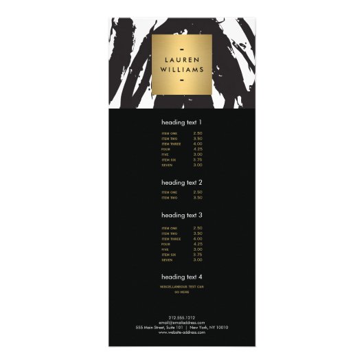 Carte Publicitaire Abstrait Brosse noire avec logo Gold Name (Devant)