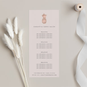 Carte Publicitaire Ananas Rose en or Faux Tarification ou services