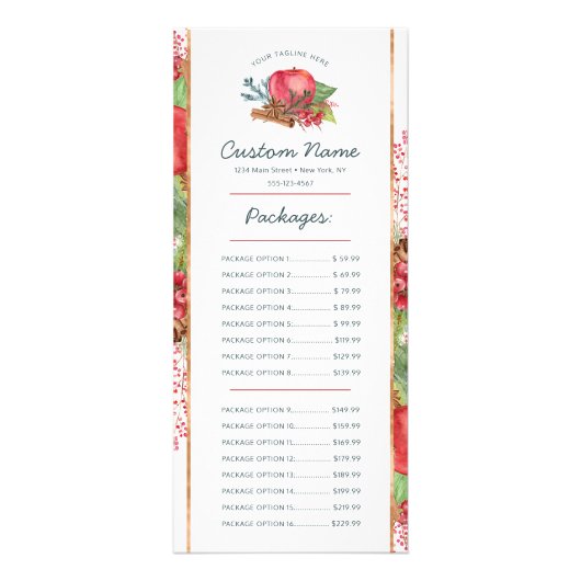 Carte Publicitaire Apple Cinnamon automne ou hiver Tarif personnalisé (Devant)