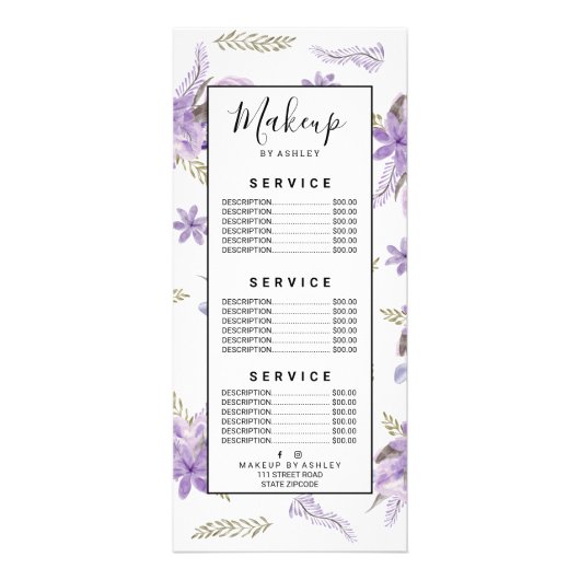 Carte Publicitaire Aquarelle fleurie moderne violette (Devant)