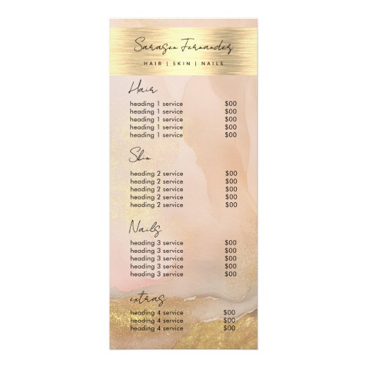 Carte Publicitaire Aquarelle Or Foil Prix Blush Rose Élégant (Devant)