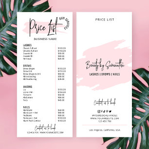 Carte Publicitaire Aquarelle rose rose moderne Salon Logo Tarifs