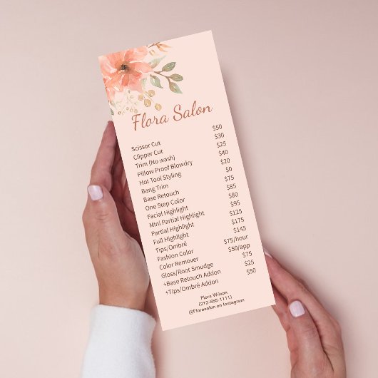 Carte Publicitaire Aquarelle rose vif Fleur Beauté Salon Service