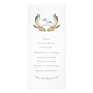 Carte Publicitaire Aquarelle rustique Antler & Greenery MARIAGE