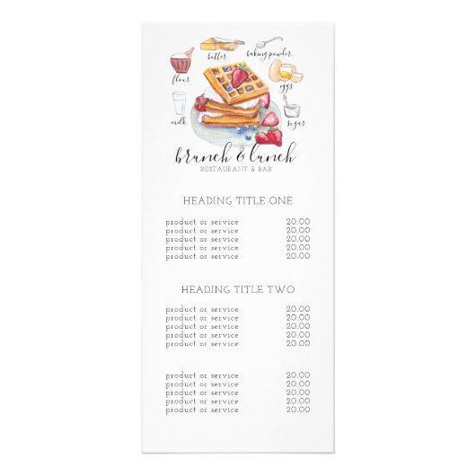Carte Publicitaire Aquarelle Waffle logo restaurant recette Business (Devant)