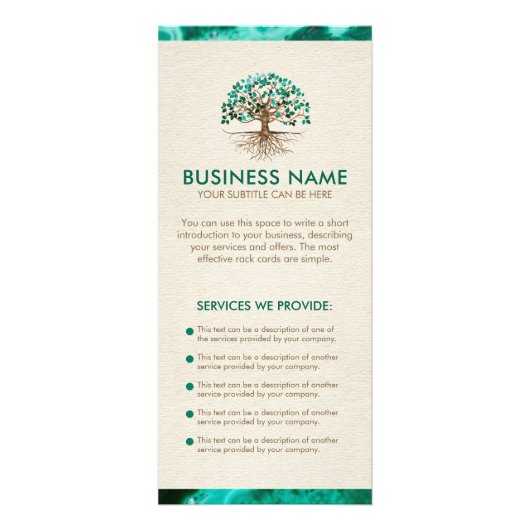 Carte Publicitaire Arbre doré de la vie - Yggdrasil - Feuilles malach (Devant)