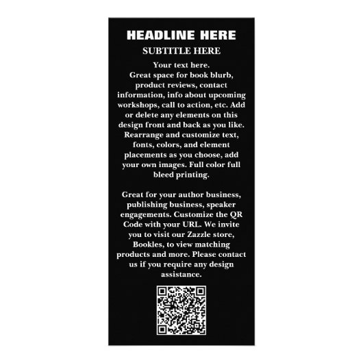 Carte Publicitaire Author Event Publicité Promotion QR Code noir (Dos)