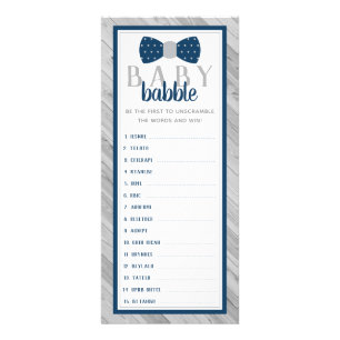 Carte Publicitaire Baby Babble Word Scramble Baby shower Jeu