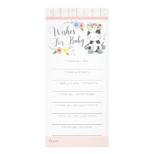 Carte Publicitaire Baby shower de vache envie jeu Rustique Floral Cal
