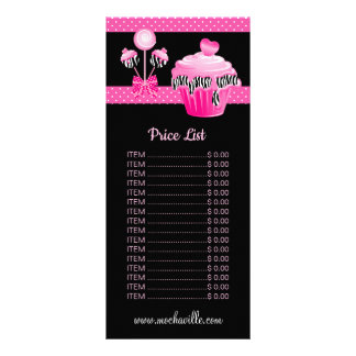 Carte Publicitaire Bakery Cake Pops Cupcake Price List Rack Card