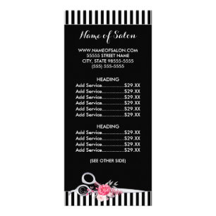 Carte Publicitaire Bandes de ciseaux d'argent Floral Salon Tarifs