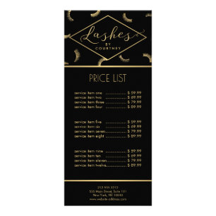 Carte Publicitaire Beaucoup de Lashes Motif Lash Salon Noir/Or