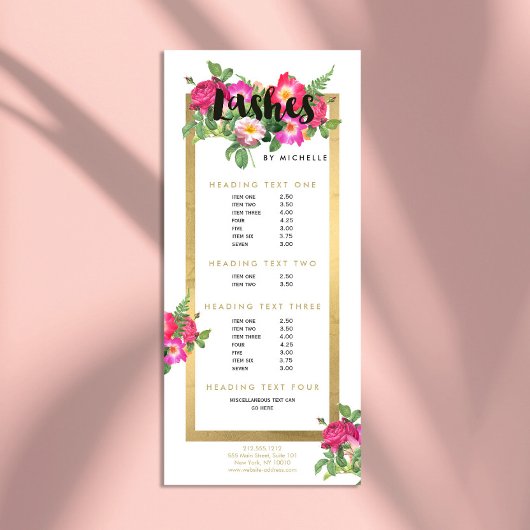 Carte Publicitaire Beauté Florales Lash Extensions Blanc