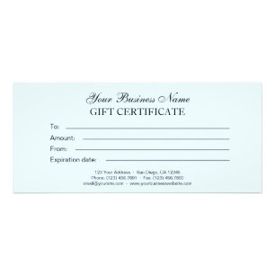 Carte Publicitaire Bleu clair Classique Générique Certificat cadeau s