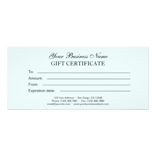 Carte Publicitaire Bleu clair Classique Générique Certificat cadeau s (Devant)