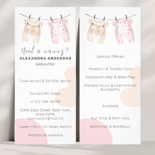 Carte Publicitaire Boho Baby Clothing Watercolor Babysitter Service