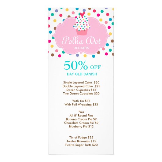 Carte Publicitaire Boulangerie Cuite Cupcake Polka Dot 3 (Devant)