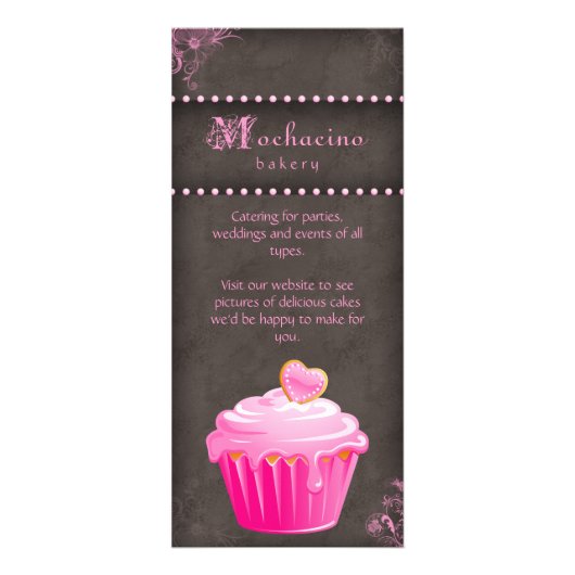 Carte Publicitaire Boulangerie Cupcake Pink Chocolat Brown (Devant)
