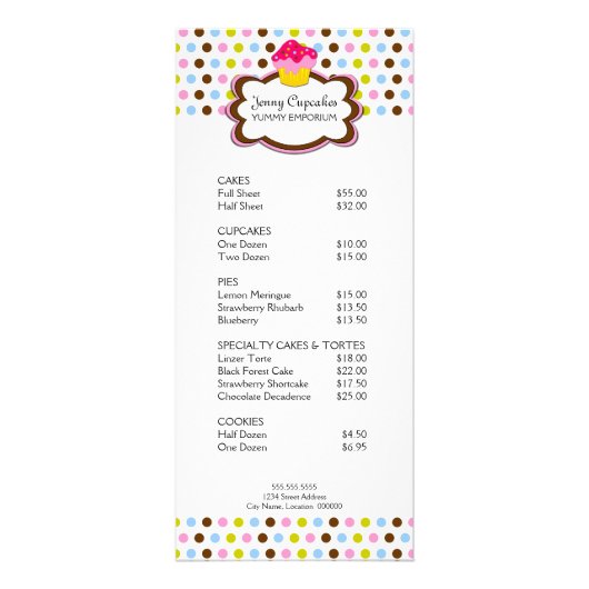 Carte Publicitaire Boulangerie Cupcake Prix Promotionnel (Devant)