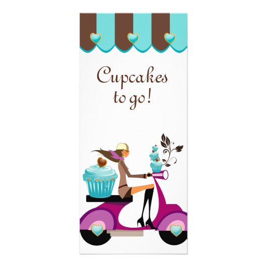 Carte Publicitaire Boulangerie Cupcake Scooter Bleu Canopée (Devant)