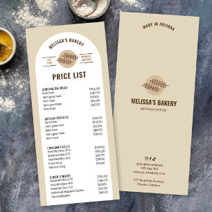 Carte Publicitaire Boulangerie de pain beige moderne Tarifs