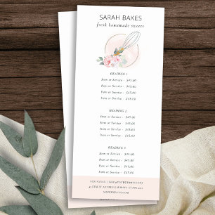 Carte Publicitaire Boulangerie florale Boulangerie rose pâle Prix du