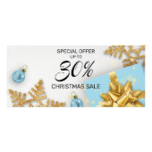 Carte Publicitaire Boules de Noël Bleu Cadeau Flakes Or Remise (Devant)