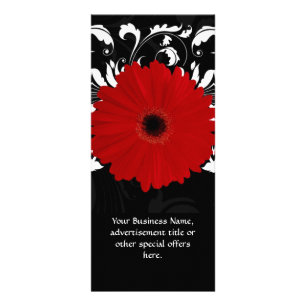 Carte Publicitaire Bright Red Gerbera Daisy on Black