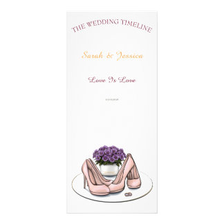 Carte Publicitaire Calendrier de mariage lesbien aux fleurs violettes