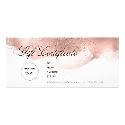 Carte Publicitaire Certificat cadeau de Parties scintillant or Rose s (Devant)